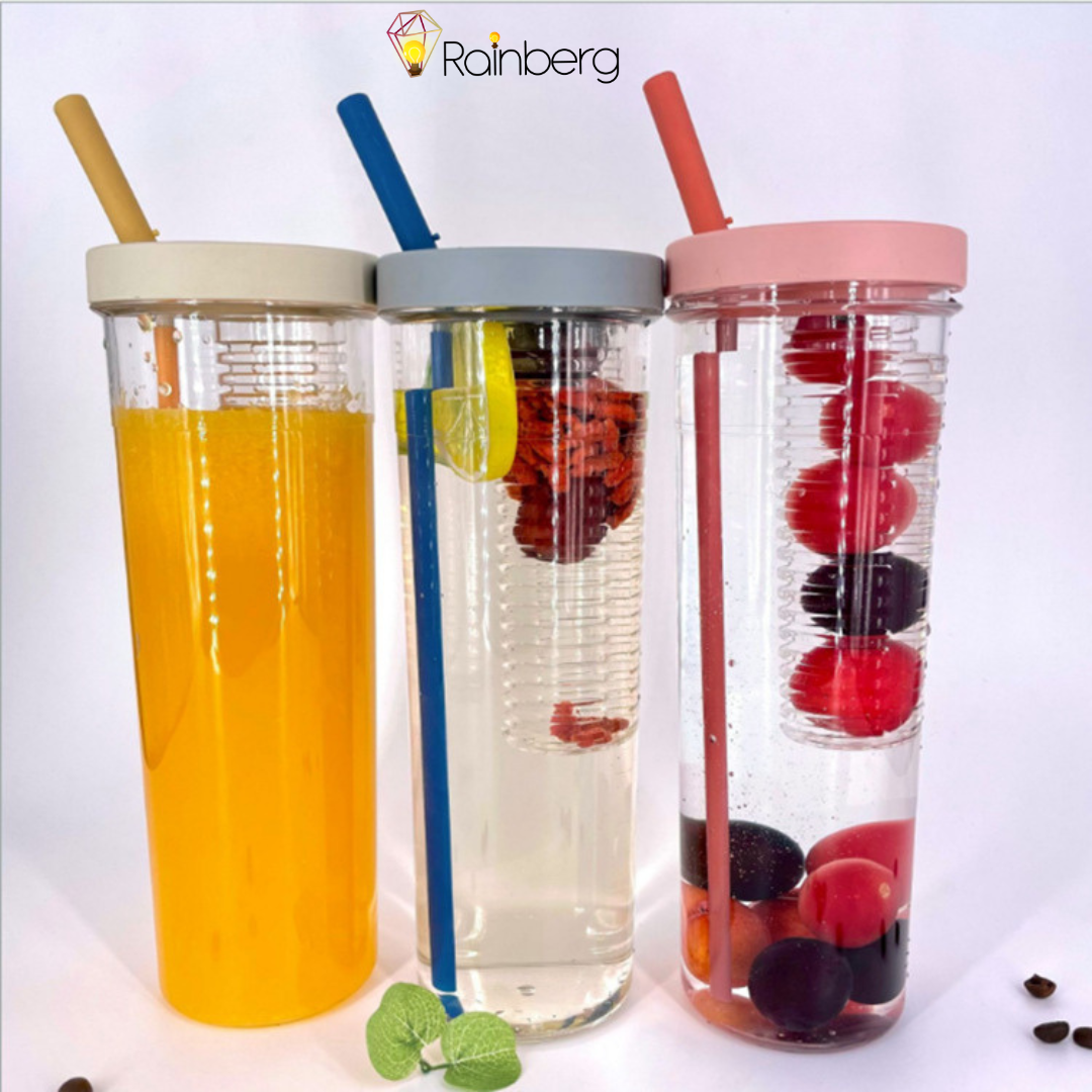 Water Bottle 800ml - with Straw